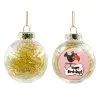 Transparent Christmas tree ball ornament with gold filling 8cm