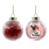 Transparent Christmas tree ball ornament with red filling 8cm