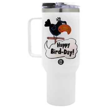 Happy Bird Day, Mega Tumbler με καπάκι, διπλού τοιχώματος (θερμό) 1,2L