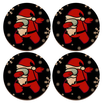 Among US Xmas, ΣΕΤ x4 Σουβέρ ξύλινα στρογγυλά plywood (9cm)