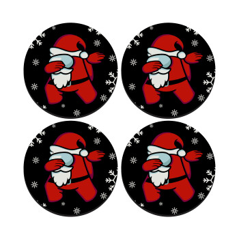 Among US Xmas, ΣΕΤ 4 Σουβέρ ξύλινα στρογγυλά (9cm)