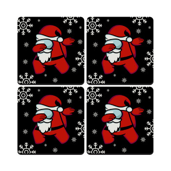 Among US Xmas, ΣΕΤ 4 Σουβέρ ξύλινα τετράγωνα (9cm)