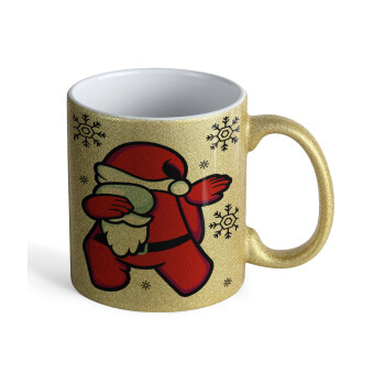 Among US Xmas, Κούπα Χρυσή Glitter που γυαλίζει, κεραμική, 330ml