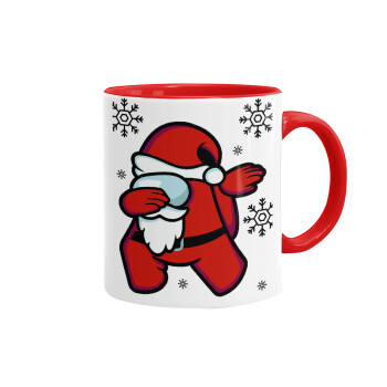 Among US Xmas, Κούπα χρωματιστή κόκκινη, κεραμική, 330ml