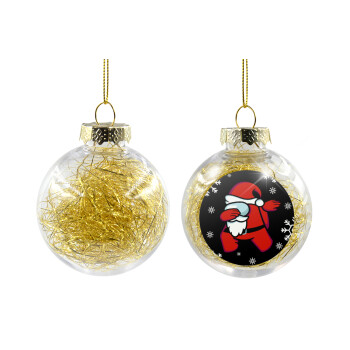 Among US Xmas, Χριστουγεννιάτικη μπάλα δένδρου διάφανη με χρυσό γέμισμα 8cm