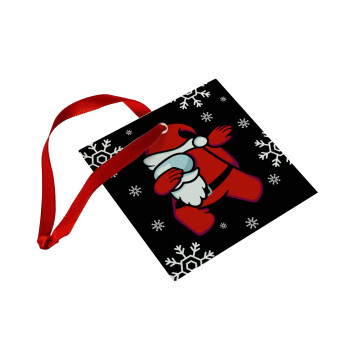 Among US Xmas, Στολίδι Χριστουγεννιάτικο στολίδι γυάλινο τετράγωνο 9x9cm