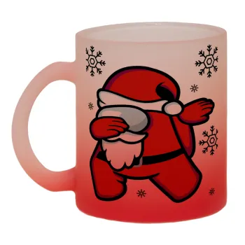 Among US Xmas, Κούπα γυάλινη δίχρωμη με βάση το κόκκινο ματ, 330ml