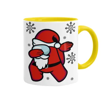 Among US Xmas, Κούπα χρωματιστή κίτρινη, κεραμική, 330ml