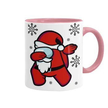 Among US Xmas, Κούπα χρωματιστή ροζ, κεραμική, 330ml