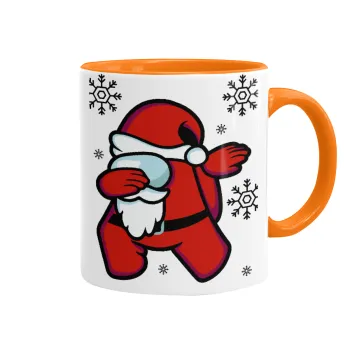 Among US Xmas, Κούπα χρωματιστή πορτοκαλί, κεραμική, 330ml