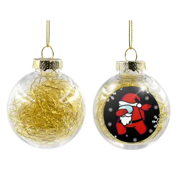 Among US Xmas, Transparent Christmas tree ball ornament with gold filling 8cm