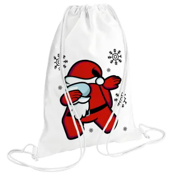 Among US Xmas, Τσάντα πλάτης πουγκί GYMBAG λευκή (28x40cm)