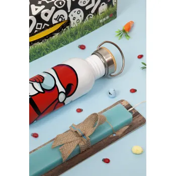 Among US Xmas, Πασχαλινή Λαμπάδα με παγούρι μεταλλικό (620ml, stainless steel) & κερί αρωματικό πλακέ (30cm) (ΤΙΡΚΟΥΑΖ)