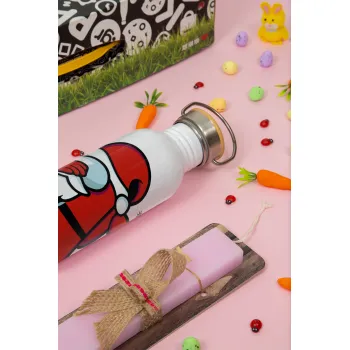 Among US Xmas, Πασχαλινή Λαμπάδα με παγούρι μεταλλικό (620ml, stainless steel) & κερί αρωματικό πλακέ (30cm) (ΡΟΖ)