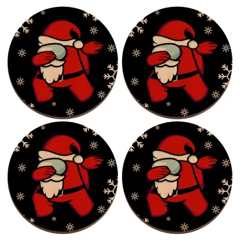 Among US Xmas, ΣΕΤ x4 Σουβέρ ξύλινα στρογγυλά plywood (9cm)