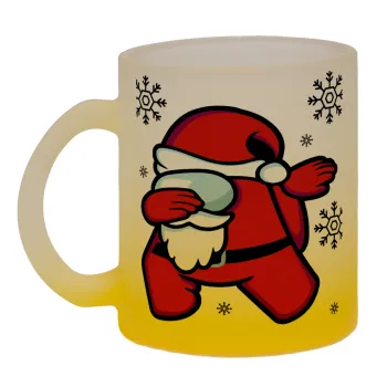 Among US Xmas, Κούπα γυάλινη δίχρωμη με βάση το κίτρινο ματ, 330ml