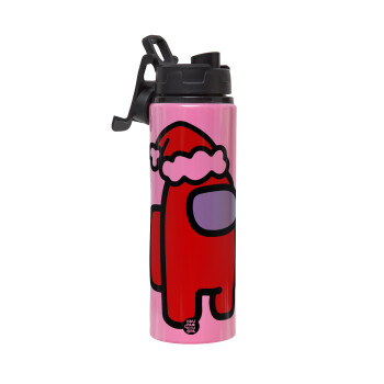 Among US Santa, Μεταλλικό παγούρι νερού με καπάκι ασφαλείας, αλουμινίου 850ml