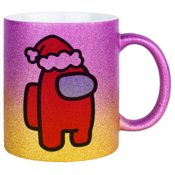 Among US Santa, Κούπα Χρυσή/Ροζ Glitter, κεραμική, 330ml