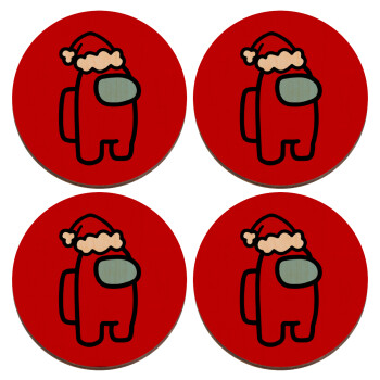 Among US Santa, ΣΕΤ x4 Σουβέρ ξύλινα στρογγυλά plywood (9cm)