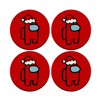 Among US Santa, ΣΕΤ 4 Σουβέρ ξύλινα στρογγυλά (9cm)