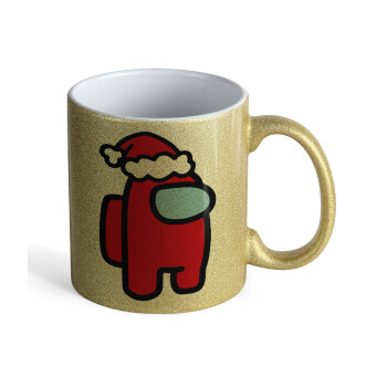 Among US Santa, Κούπα Χρυσή Glitter που γυαλίζει, κεραμική, 330ml