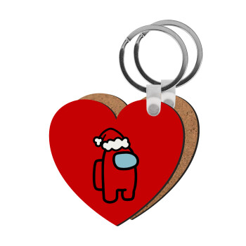 Among US Santa, Μπρελόκ Ξύλινο καρδιά MDF