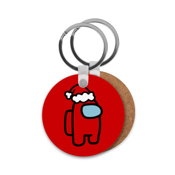 Among US Santa, Μπρελόκ Ξύλινο στρογγυλό MDF Φ5cm