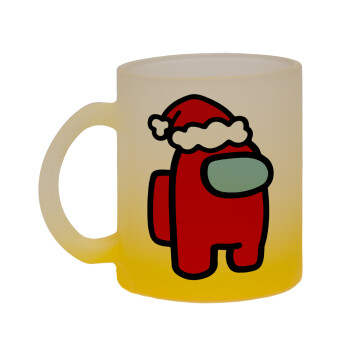 Among US Santa, Κούπα γυάλινη δίχρωμη με βάση το κίτρινο ματ, 330ml