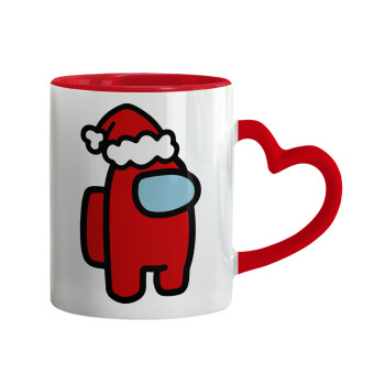 Among US Santa, Mug heart red handle, ceramic, 330ml