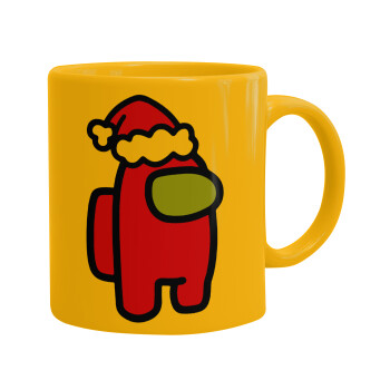 Among US Santa, Ceramic coffee mug yellow, 330ml (1pcs)