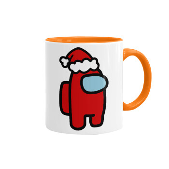 Among US Santa, Mug colored orange, ceramic, 330ml