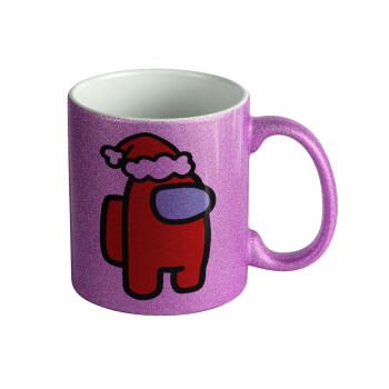 Among US Santa, Κούπα Μωβ Glitter που γυαλίζει, κεραμική, 330ml