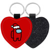 Μπρελόκ PU δερμάτινο glitter καρδιά ΜΑΥΡΟ