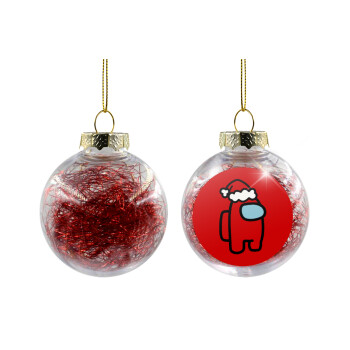 Among US Santa, Χριστουγεννιάτικη μπάλα δένδρου διάφανη με κόκκινο γέμισμα 8cm