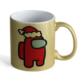 Among US Santa, Κούπα Χρυσή Glitter που γυαλίζει, κεραμική, 330ml