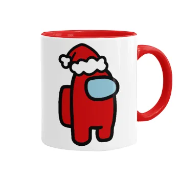 Among US Santa, Κούπα χρωματιστή κόκκινη, κεραμική, 330ml