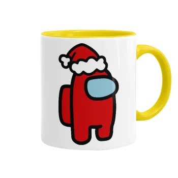 Among US Santa, Κούπα χρωματιστή κίτρινη, κεραμική, 330ml