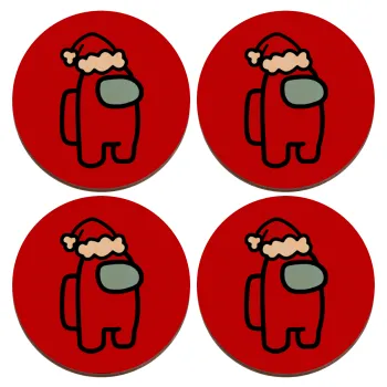 Among US Santa, ΣΕΤ x4 Σουβέρ ξύλινα στρογγυλά plywood (9cm)