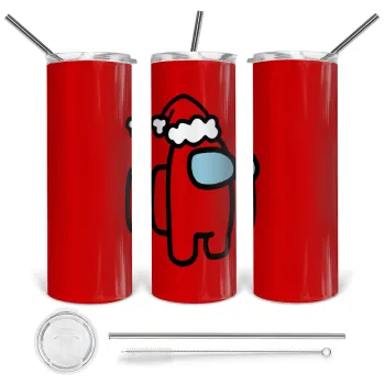 Among US Santa, Tumbler stainless steel 600ml, with metal straw & cleaning brush