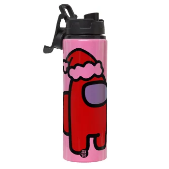 Among US Santa, Μεταλλικό παγούρι νερού με καπάκι ασφαλείας, αλουμινίου 850ml