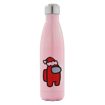 Among US Santa, Metal mug thermos Pink Iridiscent (Stainless steel), double wall, 500ml
