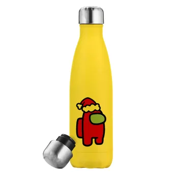 Among US Santa, Yellow Stainless Steel Metallic Thermos, double-walled, 500ml