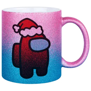 Among US Santa, Κούπα Χρυσή/Μπλε Glitter, κεραμική, 330ml