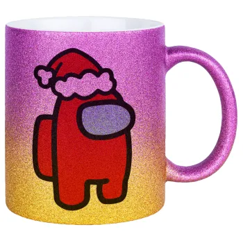 Among US Santa, Κούπα Χρυσή/Ροζ Glitter, κεραμική, 330ml