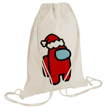 Among US Santa, Τσάντα πλάτης πουγκί GYMBAG natural (28x40cm)
