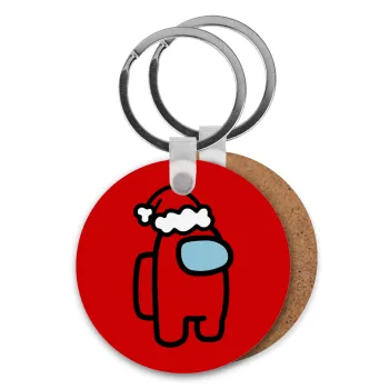 Among US Santa, Μπρελόκ Ξύλινο στρογγυλό MDF Φ5cm