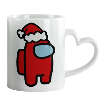 Among US Santa, Κούπα καρδιά χερούλι λευκή, κεραμική, 330ml