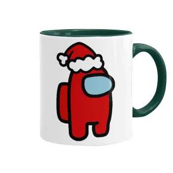 Among US Santa, Κούπα χρωματιστή πράσινη, κεραμική, 330ml