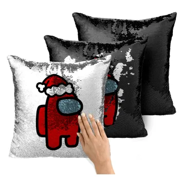 Among US Santa, Μαξιλάρι καναπέ Μαγικό Μαύρο με πούλιες 40x40cm περιέχεται το γέμισμα