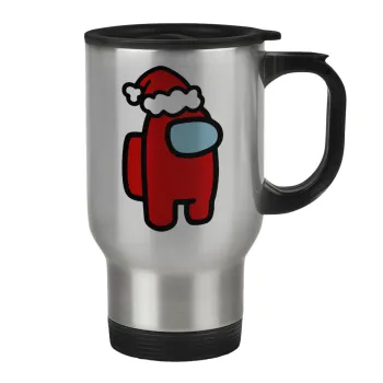 Among US Santa, Κούπα ταξιδιού ανοξείδωτη με καπάκι, διπλού τοιχώματος (θερμό) 450ml